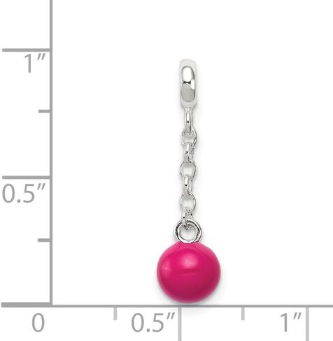 925 sterling Silver Hot Pink Monamel Bead 1/2 "Dangle Enhancer Pendant (L- 26 مم ، W- 8 مم) in Saudi Arabia