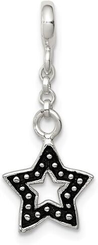 925 Sterling Silver Moticled Star 1/2 "Dangle Enhancer Pendant (L- 28 مم ، W- 11 مم) in Saudi Arabia