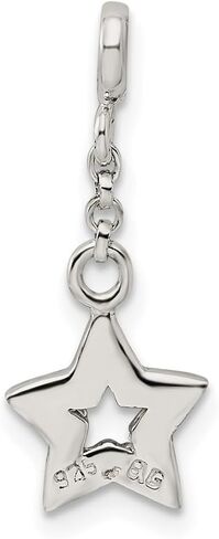 925 Sterling Silver Moticled Star 1/2 "Dangle Enhancer Pendant (L- 28 مم ، W- 11 مم) in Saudi Arabia
