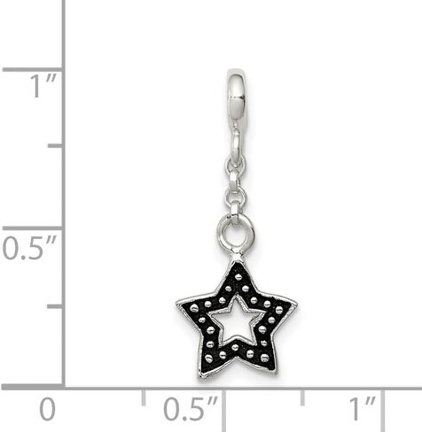 925 Sterling Silver Moticled Star 1/2 "Dangle Enhancer Pendant (L- 28 مم ، W- 11 مم) in Saudi Arabia