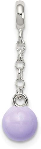 925 Sterling Silver Lilac Enamel Bead 1/2" Dangle Enhancer Pendant (L- 29 mm, W- 8 mm) in Saudi Arabia