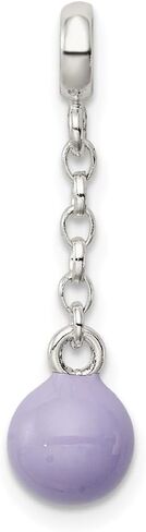 925 Sterling Silver Lilac Enamel Bead 1/2" Dangle Enhancer Pendant (L- 29 mm, W- 8 mm) in Saudi Arabia