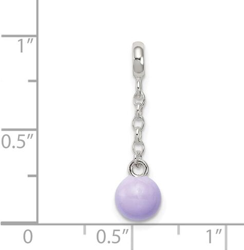 925 Sterling Silver Lilac Enamel Bead 1/2" Dangle Enhancer Pendant (L- 29 mm, W- 8 mm) in Saudi Arabia