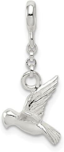925 Sterling Silver Bird 1/2" Dangle Enhancer Pendant (L- 26 mm, W- 11 mm) in Saudi Arabia