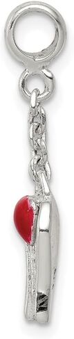 925 Sterling Silver Red Heart Wings 1/2 "Dangle Enhancer Pendant (L- 26 مم ، W- 6 مم) in Saudi Arabia