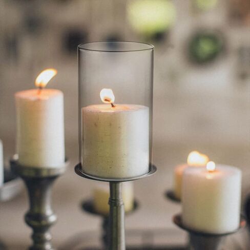 Gatuida 4pcs Transparent Glass Candle Shades, Cylinder Candle Covers, 3.93 x 2.7 Inch, for Home Decor, Parties, Restaurants in Saudi Arabia