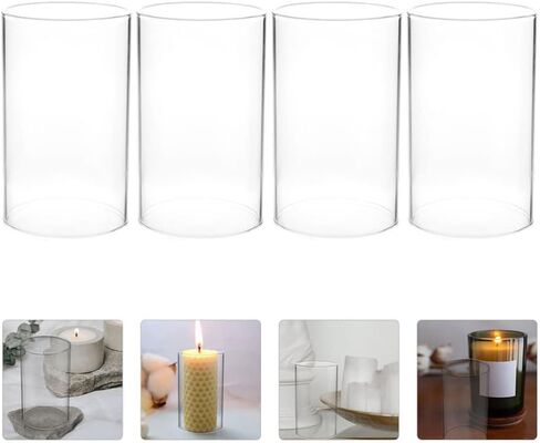 Gatuida 4pcs Transparent Glass Candle Shades, Cylinder Candle Covers, 3.93 x 2.7 Inch, for Home Decor, Parties, Restaurants in Saudi Arabia