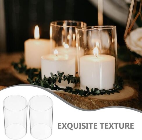 Gatuida 4pcs Transparent Glass Candle Shades, Cylinder Candle Covers, 3.93 x 2.7 Inch, for Home Decor, Parties, Restaurants in Saudi Arabia