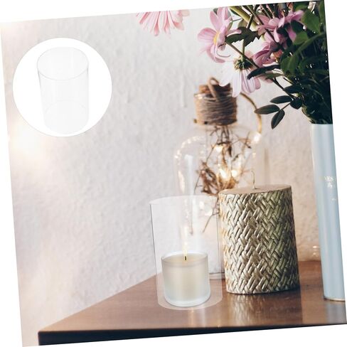 2Pcs Glass Candle Holders Open Flame Candle Shades for Pillar Candles Elegant Hurricane Candle Covers for Romantic and Centerpieces in Kuwait