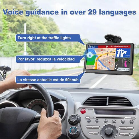 GPS Navigator for Car with Latest 2025 Map Free Update, Car GPS Navigation System for Truck Commercial Drivers with POI/Zip Search, Support Voice Turn Guidance, Red Light Warning, Speedcam Alerts, FM in Kuwait