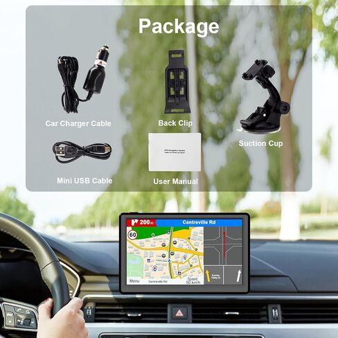 GPS Navigator for Car with Latest 2025 Map Free Update, Car GPS Navigation System for Truck Commercial Drivers with POI/Zip Search, Support Voice Turn Guidance, Red Light Warning, Speedcam Alerts, FM in Kuwait