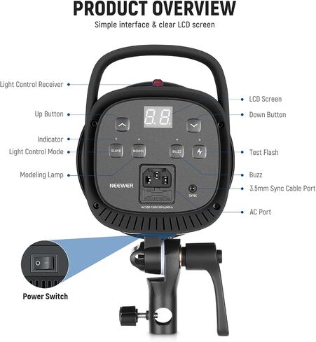 NEEWER S101-400W PRO ضوء فلاش ستروب مع 2.4G الزناد 150W مصباح النمذجة 400Ws GN65 5600K بوينز جبل عاكس S1 / S2 وضع مروحة صامتة متوافقة مع QPRO للتصوير الفوتوغرافي لصورة منتج الاستوديو in Saudi Arabia