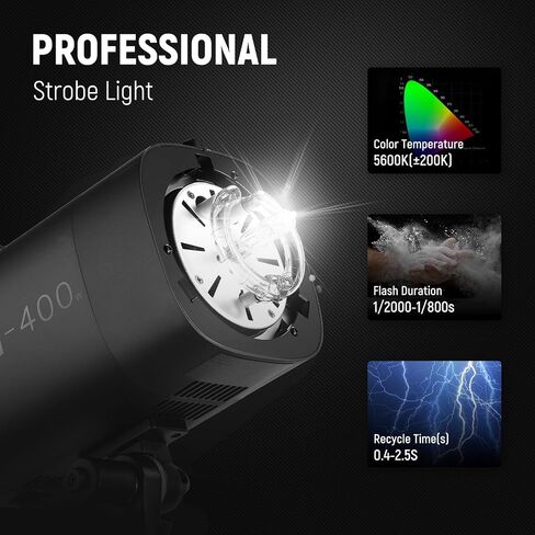 NEEWER S101-400W PRO ضوء فلاش ستروب مع 2.4G الزناد 150W مصباح النمذجة 400Ws GN65 5600K بوينز جبل عاكس S1 / S2 وضع مروحة صامتة متوافقة مع QPRO للتصوير الفوتوغرافي لصورة منتج الاستوديو in Saudi Arabia