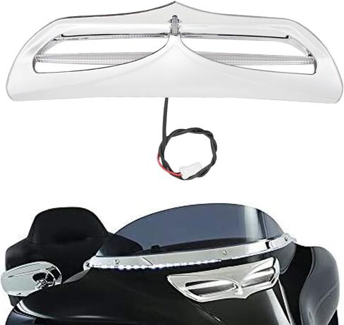 LED Lighted Fairing Air Vent Accent, Fairing Air Vent Trim with LED Accent Light, Front Batwing Fairing Vent Trim with LED Accent Lights Cover, Silver in Saudi Arabia