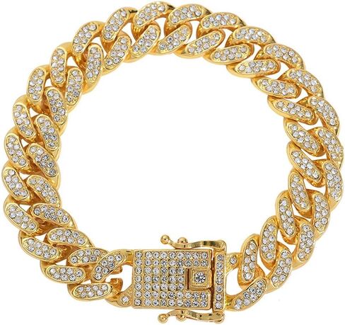 serijoars الكلب سلسلة طوق الماس الكوبي رابط الكلب طوق 13mm واسعة المعادن جرو قلادة لطيف الأزياء والمجوهرات الملحقات للقطط الحيوانات الأليفة الصغيرة والمتوسطة الكبيرة (الذهب، 8 بوصات) in Kuwait