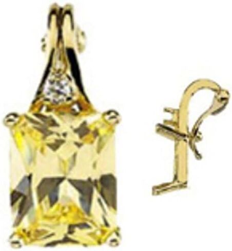 Semi-Polished 14k White Gold Emerald Cut 4-Prong Accented Pendant with Enhancer Bail Fine Jewelry for Women Gifts for Her (Mounting Only, Not All Stones Included) in Saudi Arabia
