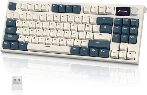 ATTACK SHARK RK86 RGB 75% Wireless Gasket Mechanical Keyboard,Triple Mode Bluetooth5.0/2.4G/USB-C 82 Keys Hot Swappable Gaming Keyboard 4000 mAH Battery w/Knob & 1.2'' HD OLED Display,Linear Switches in Saudi Arabia