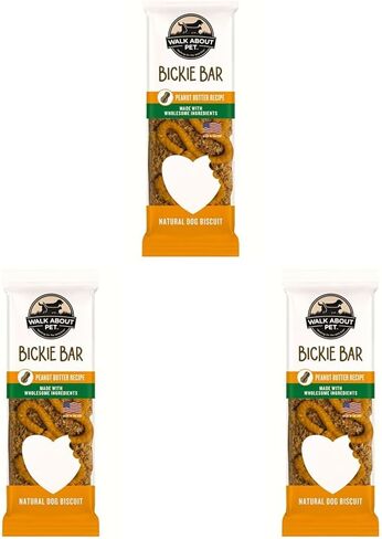 WA10001 Bickie Bar All-Natural Dog Treat/Biscuit/Snack, Peanut Butter Recipe, Individually Wrapped, Gluten-Free, Limited Wholesome Ingredients, 1.25 Ounce in Saudi Arabia