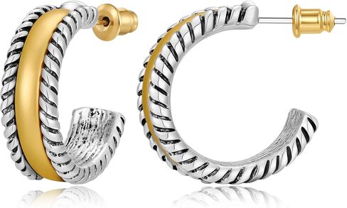 Gold Hammered Square Earrings for Women Geometric Stud Earrings Vintage Statement Earrings in Kuwait