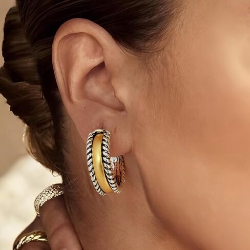 Gold Hammered Square Earrings for Women Geometric Stud Earrings Vintage Statement Earrings in Kuwait