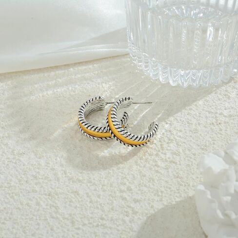 Gold Hammered Square Earrings for Women Geometric Stud Earrings Vintage Statement Earrings in Kuwait