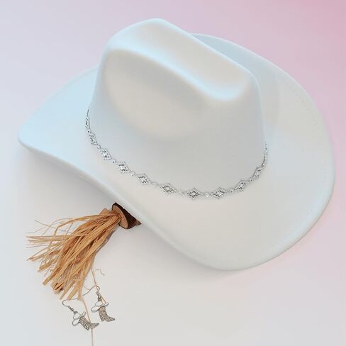 قبعات رعاة البقر للنساء مع أقراط الأحذية - قبعة رعاة البقر الغربية راينستون على نطاق واسع قبعة البقر قبعة رعاة البقر للنساء in Kuwait