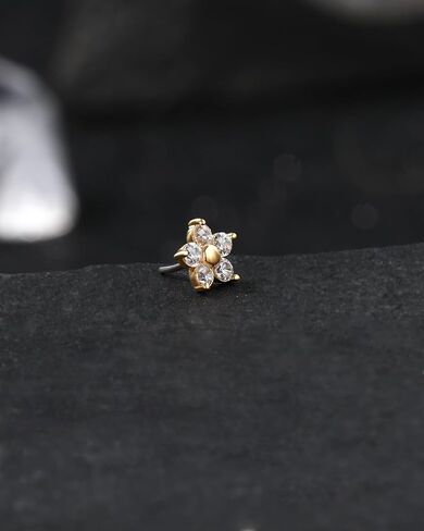 Jewseen 14k الذهب الذهب Top Top Flower Flat Back Stud Top 16g 18g 20g arics arrings Nate Lip Percing Jewelry for Women Men (Top فقط) in Saudi Arabia