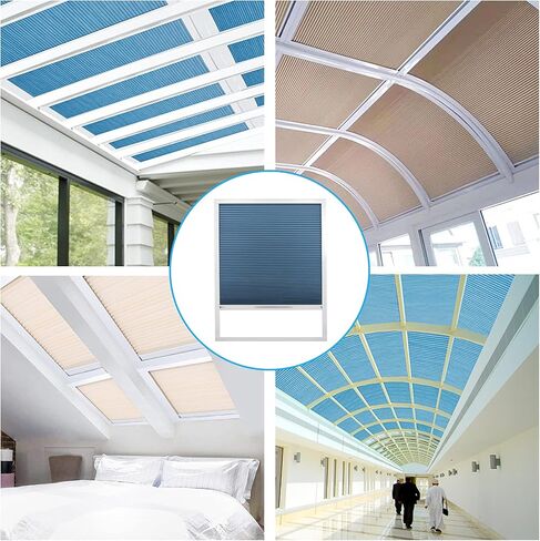 ZSHINE Manual Pattern Cellular Shades Cordless Honeycomb Blinds Full Blackout Fabric Window Shades for Skylight (White 93021A) in Kuwait