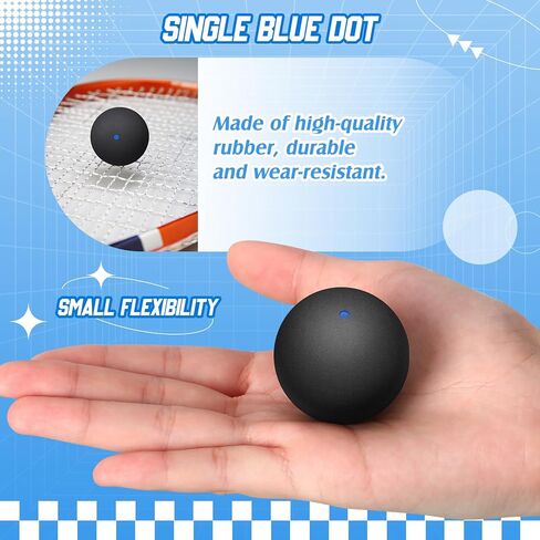 12 Pcs Squash Ball Professional Double Yellow Dot Squash Ball High Reliability Practical to Use Excellent Performance Rubber Squash Balls for Training Practice and Competition in Kuwait