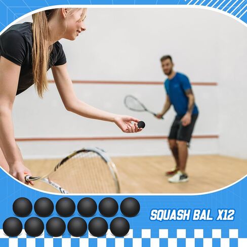 12 Pcs Squash Ball Professional Double Yellow Dot Squash Ball High Reliability Practical to Use Excellent Performance Rubber Squash Balls for Training Practice and Competition in Kuwait