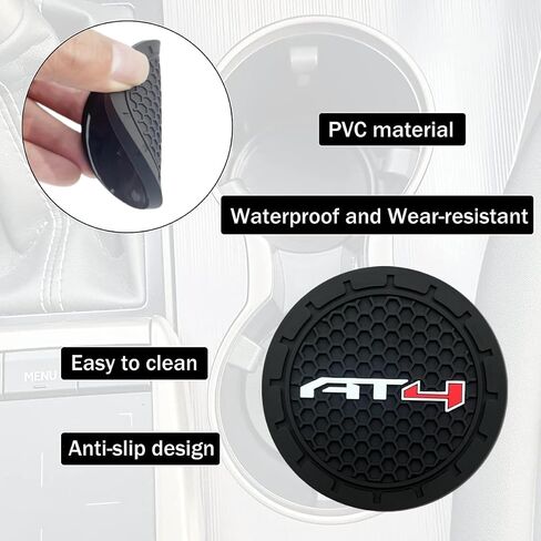 حامل كأس السيارة 2PCS لـ GMC AT4 Accessories Auto Auto Anti Cup Cust Asserts Coaster Care Interior - Black (for AT4) in Kuwait