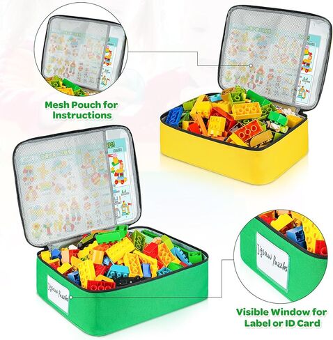 منظم تخزين الألعاب مكون من 5 قطع متوافق مع مكعبات ليغو ومكعبات البناء والسيارات والألغاز وحقيبة تخزين ألعاب الأطفال مع جيب شبكي وجيب للبطاقات in Kuwait