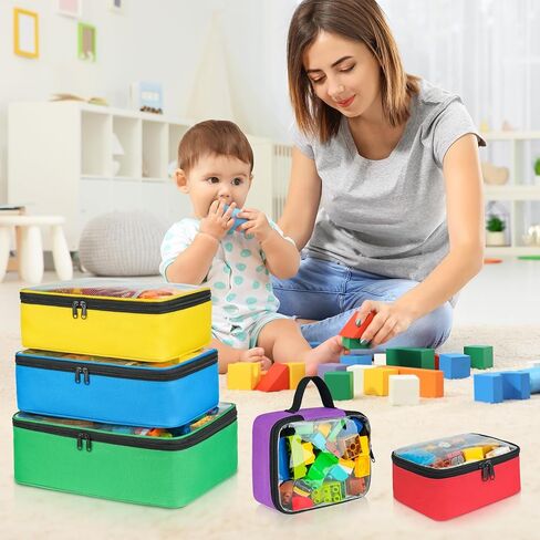 منظم تخزين الألعاب مكون من 5 قطع متوافق مع مكعبات ليغو ومكعبات البناء والسيارات والألغاز وحقيبة تخزين ألعاب الأطفال مع جيب شبكي وجيب للبطاقات in Kuwait