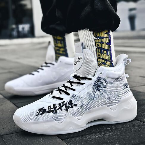 Women Men Basketball Shoes Youth Fashion High Top Running Shoes Volleyball Sneakers Colorful Painting Sport Shoes Comfortable Non-Slip Footwear in Kuwait