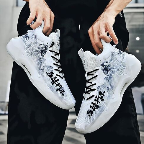 Women Men Basketball Shoes Youth Fashion High Top Running Shoes Volleyball Sneakers Colorful Painting Sport Shoes Comfortable Non-Slip Footwear in Kuwait