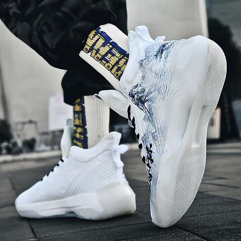 Women Men Basketball Shoes Youth Fashion High Top Running Shoes Volleyball Sneakers Colorful Painting Sport Shoes Comfortable Non-Slip Footwear in Kuwait