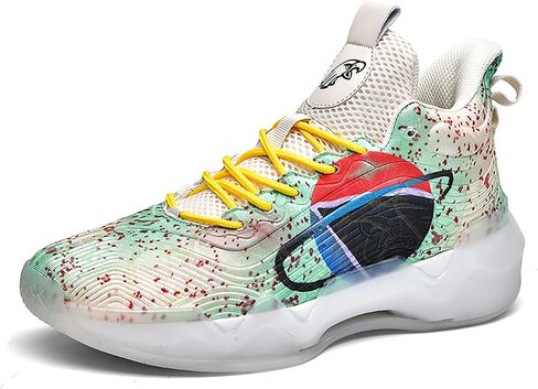 Women Men Basketball Shoes Youth Fashion High Top Running Shoes Volleyball Sneakers Colorful Painting Sport Shoes Comfortable Non-Slip Footwear in Kuwait