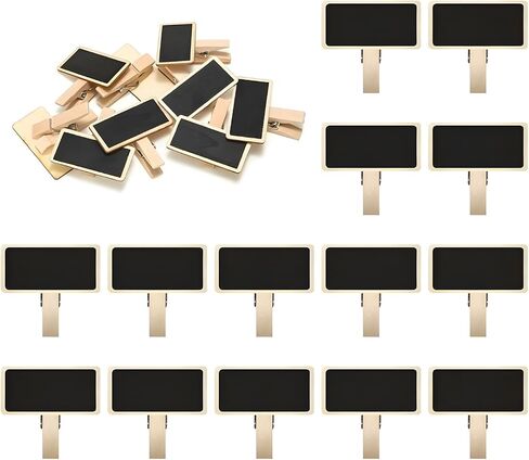 50pcs Mini Chalkboard علامة مع مقطع ، لوحة رسائل خشبية لأخذ الملاحظات ، وضع العلامات ، الحفلة (1.5 × 1.6 بوصة) in Saudi Arabia