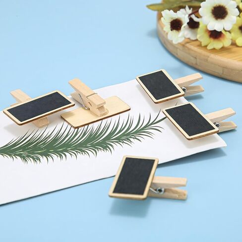 50pcs Mini Chalkboard علامة مع مقطع ، لوحة رسائل خشبية لأخذ الملاحظات ، وضع العلامات ، الحفلة (1.5 × 1.6 بوصة) in Saudi Arabia