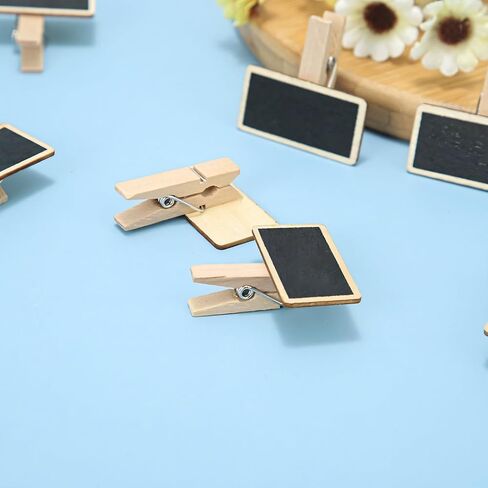 50pcs Mini Chalkboard علامة مع مقطع ، لوحة رسائل خشبية لأخذ الملاحظات ، وضع العلامات ، الحفلة (1.5 × 1.6 بوصة) in Saudi Arabia