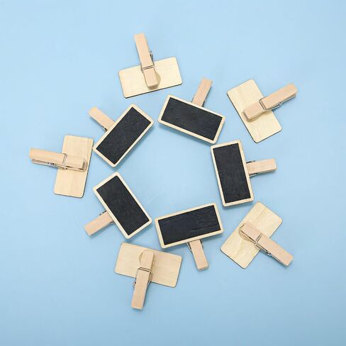 50pcs Mini Chalkboard علامة مع مقطع ، لوحة رسائل خشبية لأخذ الملاحظات ، وضع العلامات ، الحفلة (1.5 × 1.6 بوصة) in Saudi Arabia