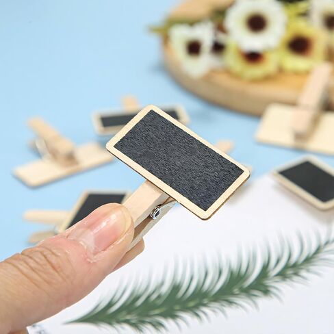 50pcs Mini Chalkboard علامة مع مقطع ، لوحة رسائل خشبية لأخذ الملاحظات ، وضع العلامات ، الحفلة (1.5 × 1.6 بوصة) in Saudi Arabia