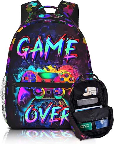 15 Inch Gaming Over Backpack for Boys Ages 6-8, Lightweight School Bookbag with Large Capacity & Padded Ergonomic Back, Ideal for Kindergarten & Elementary in Saudi Arabia