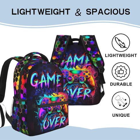 15 Inch Gaming Over Backpack for Boys Ages 6-8, Lightweight School Bookbag with Large Capacity & Padded Ergonomic Back, Ideal for Kindergarten & Elementary in Saudi Arabia