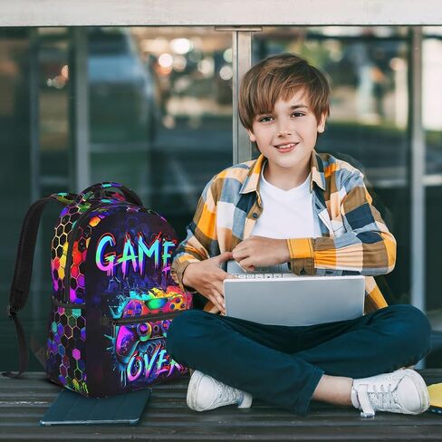 15 Inch Gaming Over Backpack for Boys Ages 6-8, Lightweight School Bookbag with Large Capacity & Padded Ergonomic Back, Ideal for Kindergarten & Elementary in Saudi Arabia