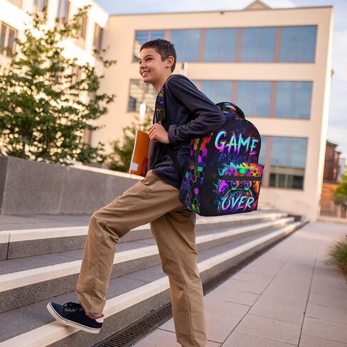 15 Inch Gaming Over Backpack for Boys Ages 6-8, Lightweight School Bookbag with Large Capacity & Padded Ergonomic Back, Ideal for Kindergarten & Elementary in Saudi Arabia