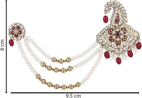 I Jewels Gold Plated Indian Wedding Bollywood Stone Pearl Work Safa Kalangi Brooch for Groom/Men/Dulha Pagadi in Kuwait