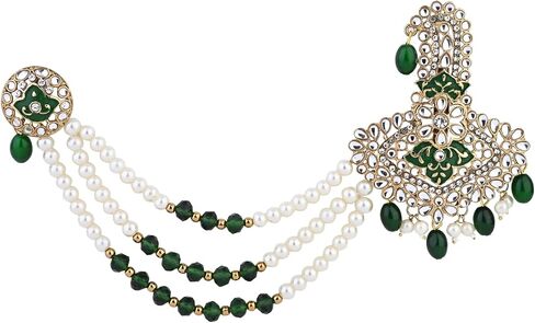 I Jewels Gold Plated Indian Wedding Bollywood Stone Pearl Work Safa Kalangi Brooch for Groom/Men/Dulha Pagadi in Kuwait