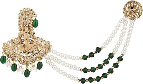 I Jewels Gold Plated Indian Wedding Bollywood Stone Pearl Work Safa Kalangi Brooch for Groom/Men/Dulha Pagadi in Kuwait