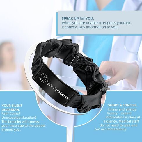 Medical Alert Bracelets for Women Personalized Elastic Silk Wristband Medical ID Bracelet Engraved Emergency Information Diabetes Epilepsy Autism Allergy in Saudi Arabia